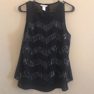 Black Chevron Sequined Top